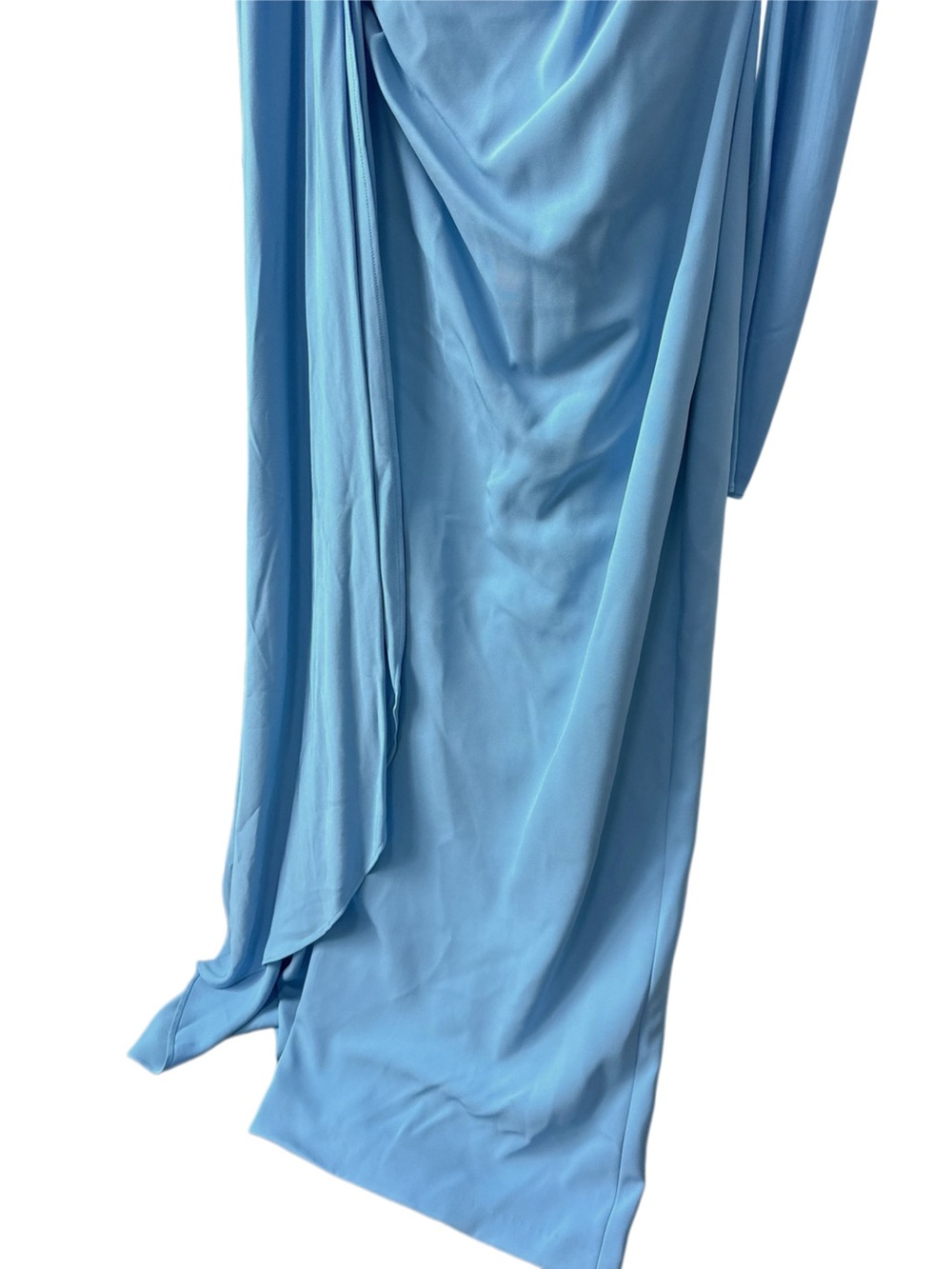 Rachel Gilbert Dion Blue Long Sleeve caped draped asymmetrical Maxi gown NWOT - Picture 14 of 14